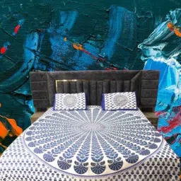 144 TC Cotton Double Jaipuri Prints Flat Bedsheet-image-28