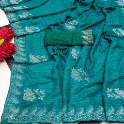 PAYAL CREATION Embellished Beads and Stones Pure Georgette Designer Maheshwari Saree-picture-33