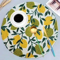 ANA 5 Pcs Green & Yellow Printed Cotton Table Placemats-5