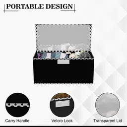 Kuber Industries Black & White 6 Pieces Printed Drawer Organisers With Transparent Lid image 4