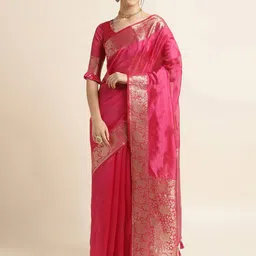 DIVASTRI Woven Design Zari Organza Banarasi Saree-picture-19