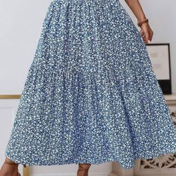 LULU & SKY Women Floral Printed Tiered Midi Skirt-picture-37