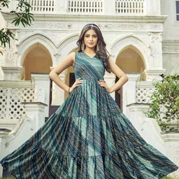 Chandbaali Bandhani Printed Fit & Flared Maxi Gown Ethnic Dress-picture-2