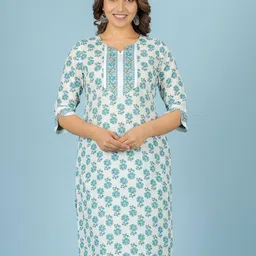 Aramya Women Floral Printed Patchwork Kurta-picture-48