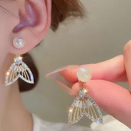 SZN Korean Artificial Stones Studded & Beads Beaded Contemporary Drop Earrings-17