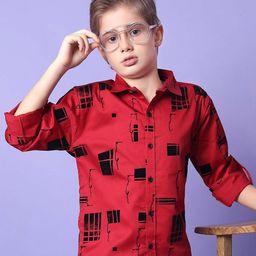 MashUp Boys Classic Opaque Printed Casual Shirt-image-37