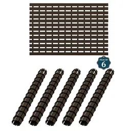 Aura 6-Pcs Brown & Black Textured 110 GSM Plastic Bath Rugs-image-8