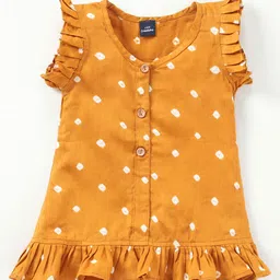 JAV CREATIONS Polka Dot Print Flutter Sleeve Cotton Top-picture-4