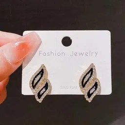 SZN Gold Plated Artificial Stones Studded Korean Contemporary Studs Earrings-10