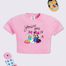 YK Disney Girls Minnie & Daisy Printed Cotton Crop T-shirt-image-29