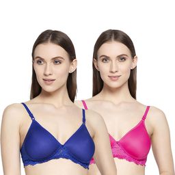 Women Cotton Blue,Pink Padded Non-Wired Lingerie Bra Sport wear Gym Crop Tank Top-image-108