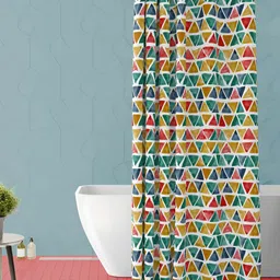 ArtzFolio Green and Red Geometric Printed Waterproof Shower Curtain-image-22