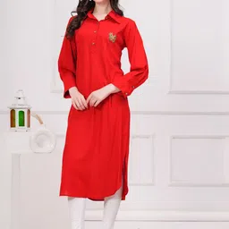 JC4U Shirt Collar Straight Kurta-image-32