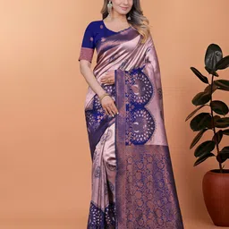DIVASTRI Ethnic Motifs Zari Banarasi Saree-image-96
