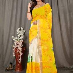 DipDiya Ethnic Motifs Printed Pure Cotton Hataka Design Bengali Traditional Saree-image-35