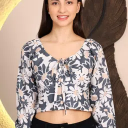 69 FASHION STREET Tie and Dye Print Bishop Sleeves Crop Top-image-97
