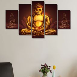 Myntra Elegant Homes Yellow & Brown 5 Pieces Wooden Religious Buddha Painting Wall Arts-image-95