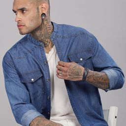 7TH LEGION Smart Denim Regular Fit Spread Collar Casual Shirt-image-69