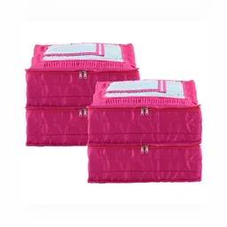 Aura Pink 4 Pieces Reusable Wardrobe Organisers-3