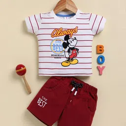 TODOS Boys Striped Round Neck Pure Cotton T-Shirt With Shorts-15