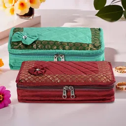 Kuber Industries Maroon & Green 2 Pieces Jewellery Organisers-67