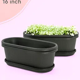 eha Set Of 4 Black Textured PlantersPot-4