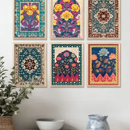 WALLLANE Brown & Yellow 6 Pieces Floral and Botanical Wooden Wall Paintings-image-81