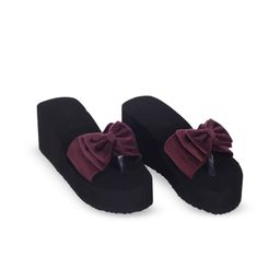 ROSVI Platform Heel Sandals With Bows-12