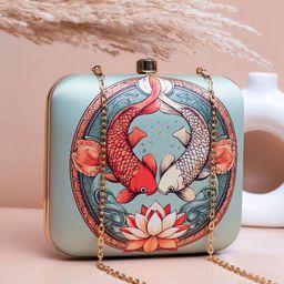 ARTKLIM Koi Fish Printed Shoulder Strap Box Clutch-44