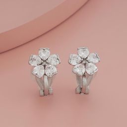 Kushal's Fashion Jewellery Rhodium-Plated Floral Shaped Zircon Studs Earrings-13