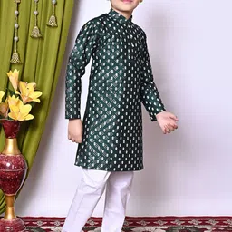 Cae Boys Embroidered Regular Sequinned Dupion Silk Kurta with Pyjamas image 5