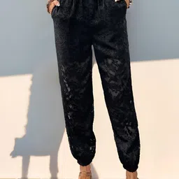 StyleCast Women Floral Self Design Jogger Easy Wash Trousers-picture-13