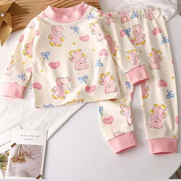 Bold N Elegant Girls Printed T-shirt with Pyjamas-image-59