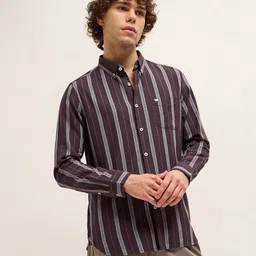 THE BEAR HOUSE Men Slim Fit Opaque Striped Casual Shirt-image-81