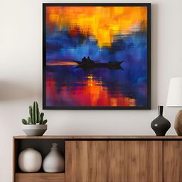 999Store Blue & Yellow Sunset Boat Canvas Wall Art-image-38