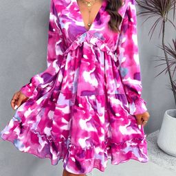 Mast & Harbour Abstract Printed V-Neck Cut-Outs Fit & Flare Dress-image-43