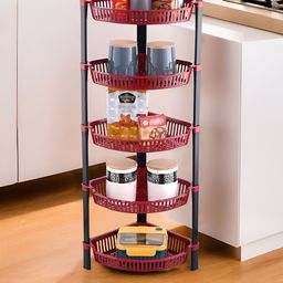 RUBOXA Brown & Black 5 Tier Folding Fruit & Vegetable Organiser-18