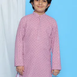 Aj DEZInES Boys Floral Embroidered Band Collar Sequins Straight kurta-picture-30