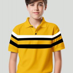 AUSK Boys Striped Polo Collar T-shirt-image-35