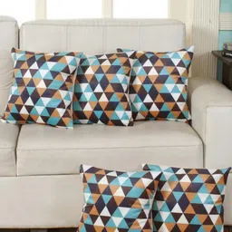 Shadowkart Blue & White 2 Pieces Printed Velvet Square Cushion Covers-image-85
