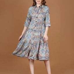 NIGHTSPREE Print Fit & Flare Midi Dress-29