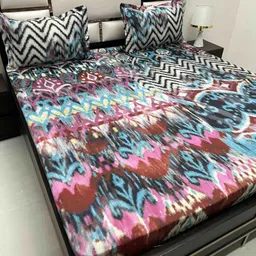 Pure Decor Majestic Blue Printed 240 TC Pure Cotton King Bedsheet Set 2.74 m x 2.76 m-image-97
