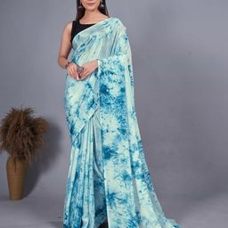 HERE&NOW Tie and Dye Pure Chiffon Ready to Wear Jamdani Saree-image-71
