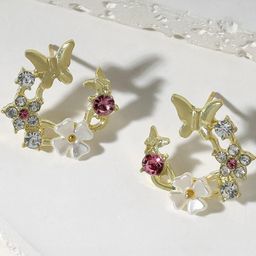 Estailo fashion Artificial Stones Studded Floral Shaped Studs-image-91