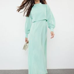 Trendyol Women Solid Cuffed Sleeves Maxi Dress-image-61