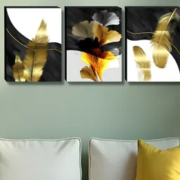 Myntra Elegant Homes White & Black 3 Pieces Floral and Botanical Wall Paintings-image-91