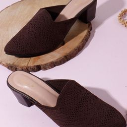Denill Women Brown Open Back Block Heels Sandals-picture-10