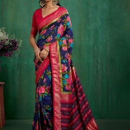 TIRA Women Floral Printed Woven Design Zari Ready to Wear Saree-image-94