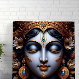 Livin'luxe Grey & Gold-Toned Lord Krishna Religious Canvas Wall Art-image-64