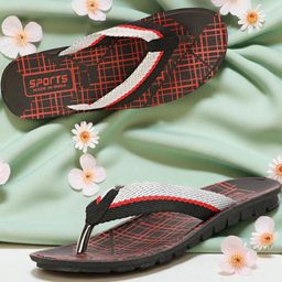 RIFOF Men Red PU Flip Flops-image-79